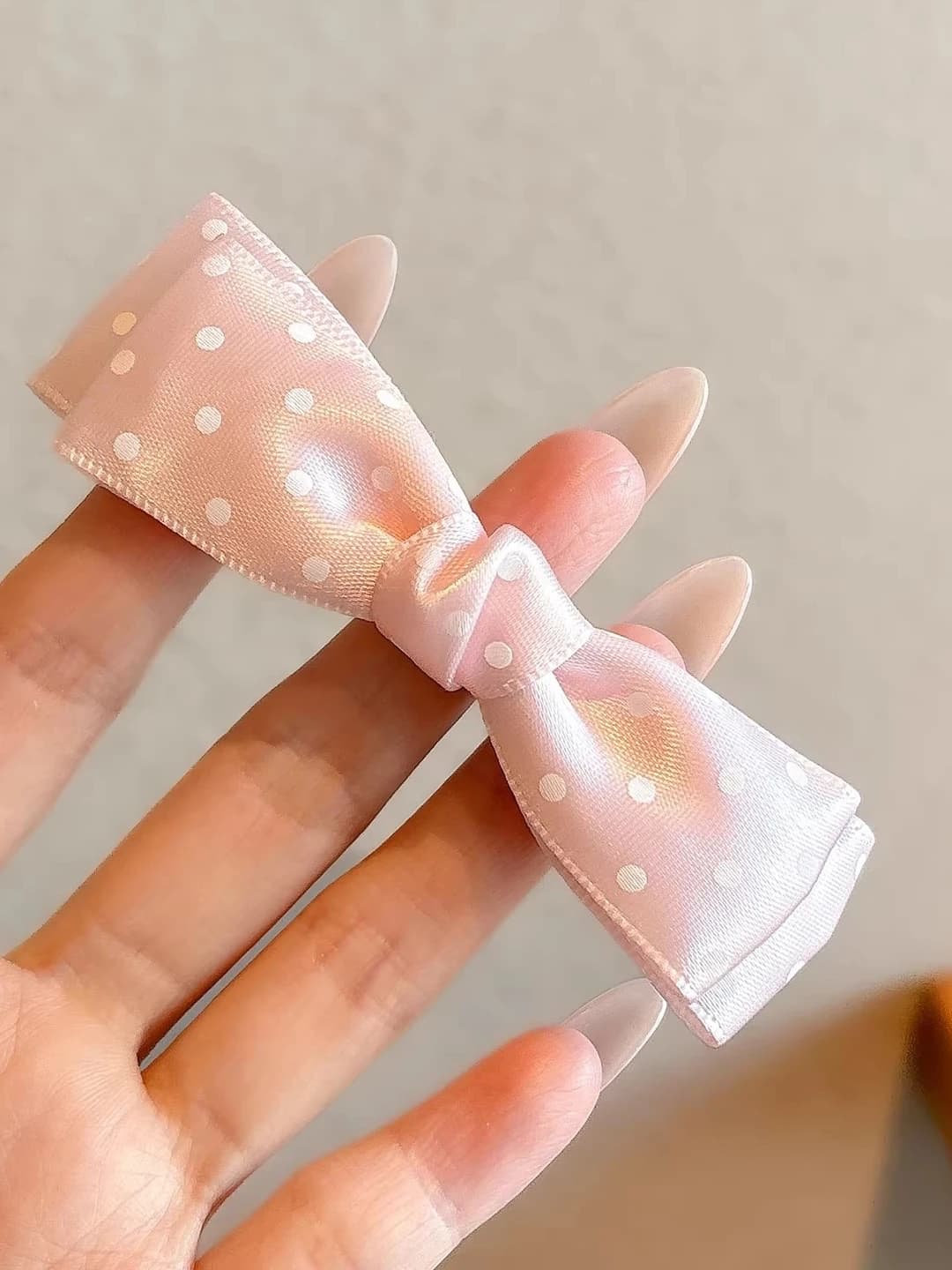 2# Fabric dots bow, ~9.5 cm