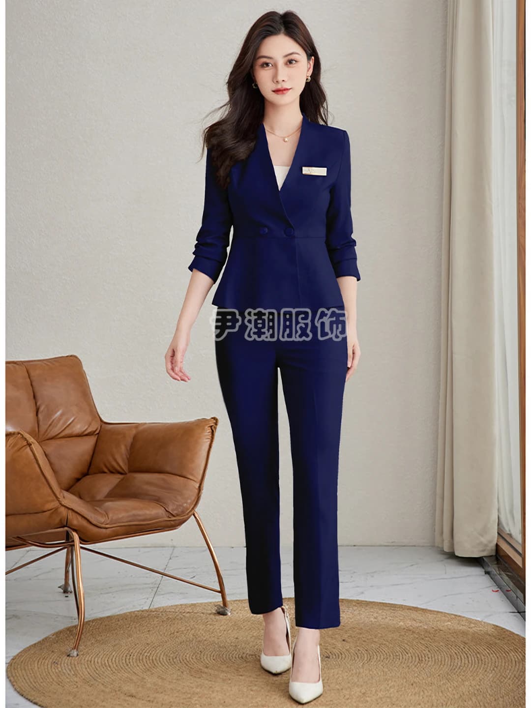 Ayollar uchun pidjak va shimdan iborat to'plam (komplekt), kuz-qish, OL uslub, uzun yeng, 90-95% polyester