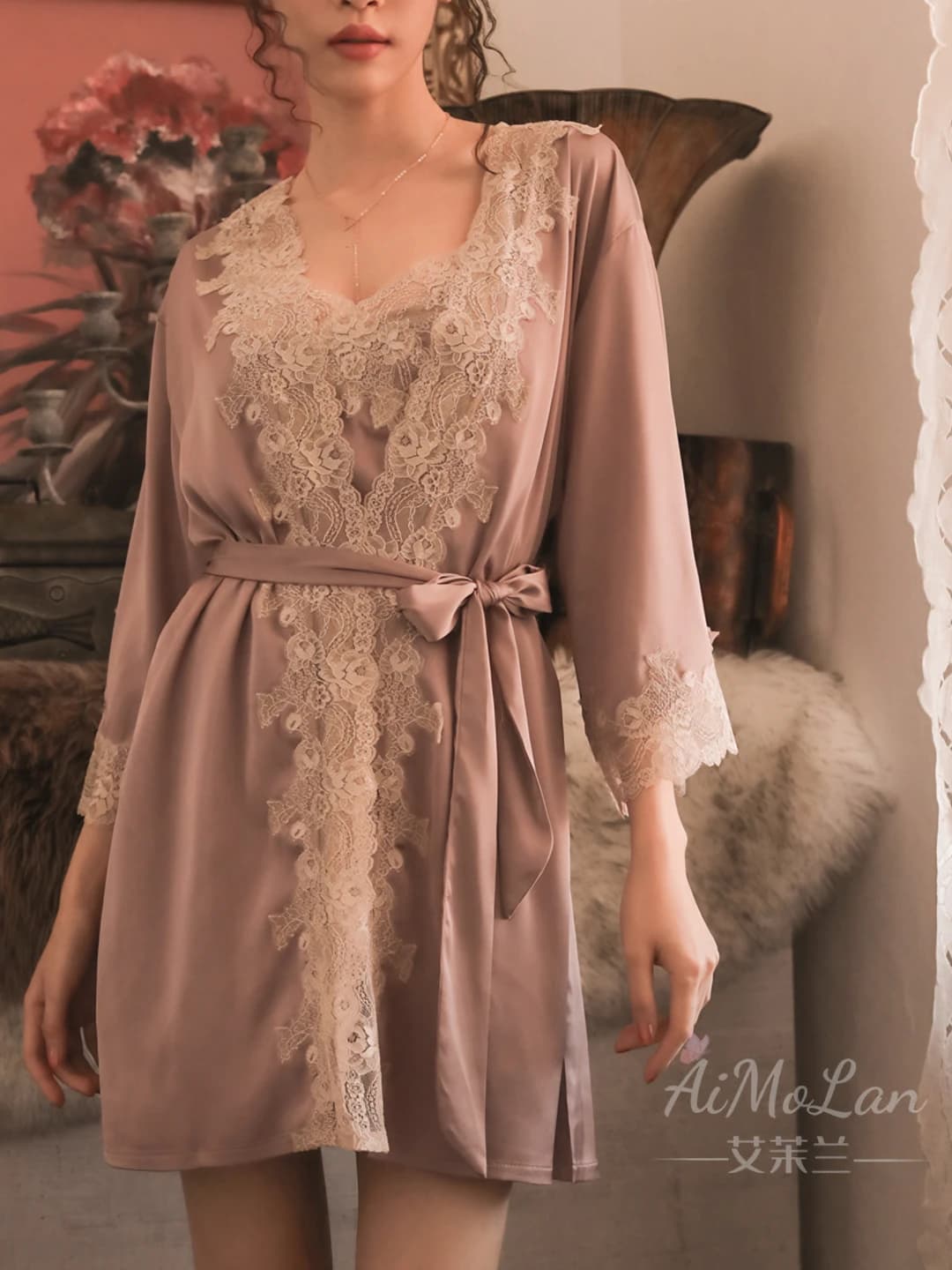 Women's ice-silk nightgown, ultra-thin, for spring, sexy style