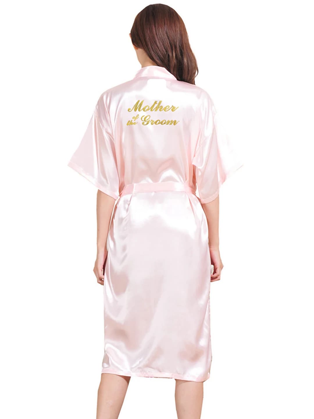 Women's house robe: summer, ultra-thin, elbow-length sleeve, V-neck, gold-embossed, long cardigan style