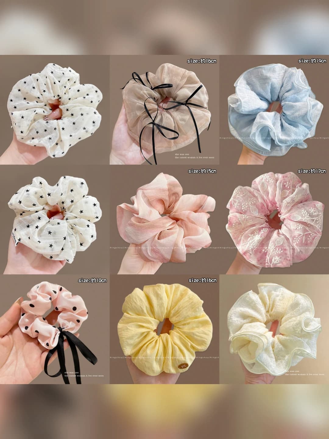 Women's large size knitted fabric hair scrunchies in Korean style