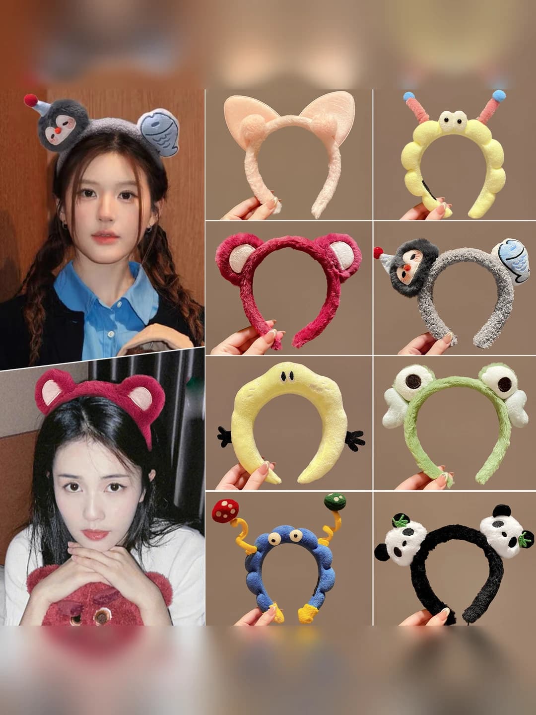Women's plush cartoon headband 2026 for hair styling