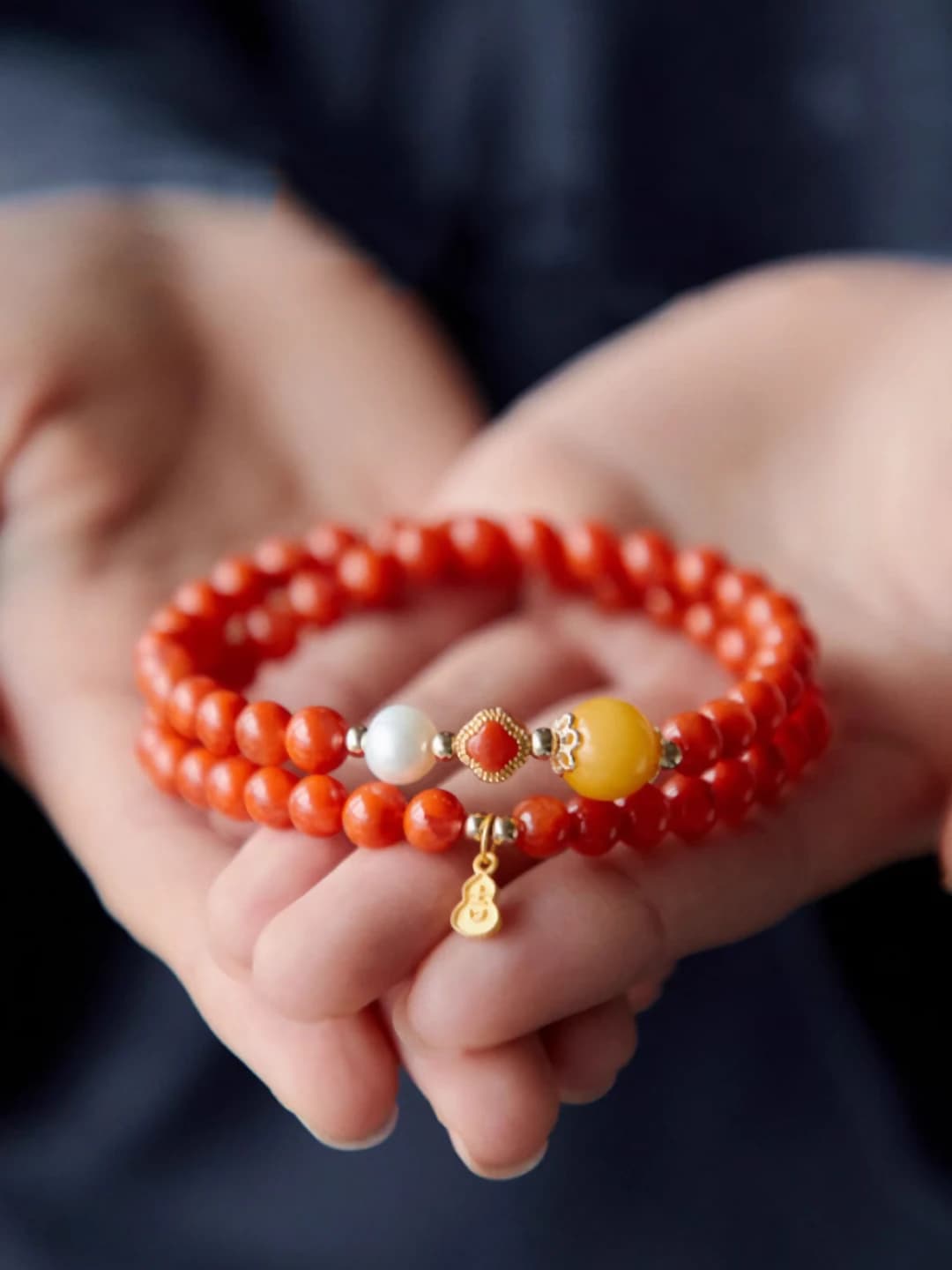 Nanhong Agate Double Ring Bracelet 6mm