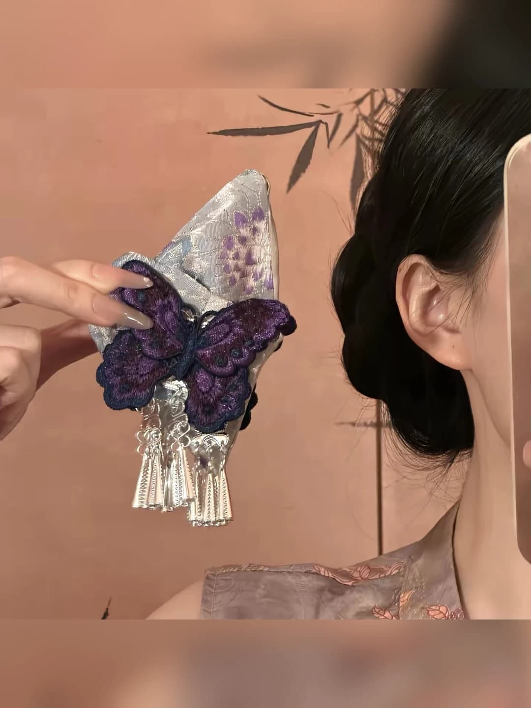 Women's hair clips and combs: 2026 ethnic style butterfly tassel claw clip