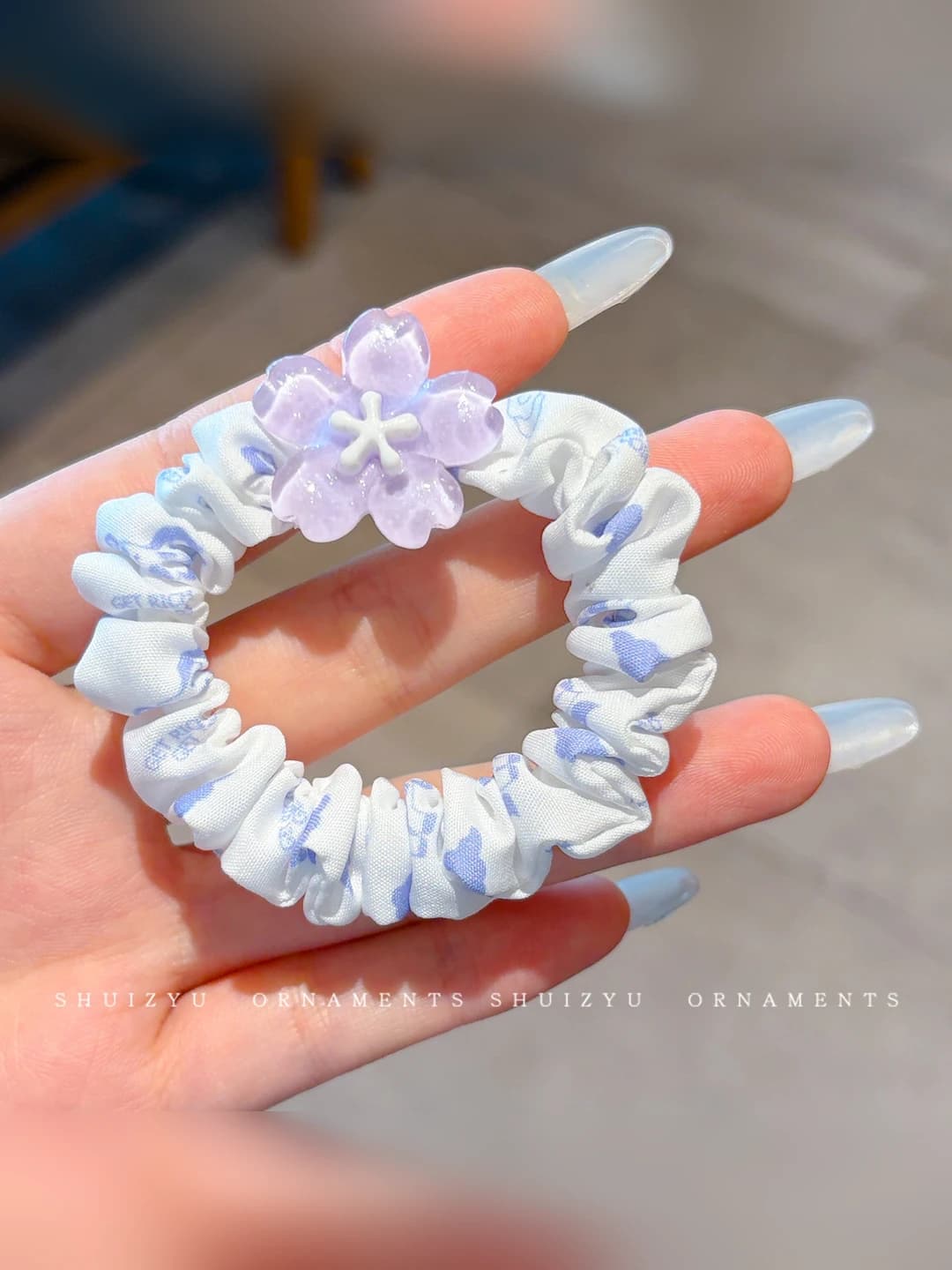 10# Sakura pufka soch tasmasi - Binafsha * ~6 cm - Matoli + akril