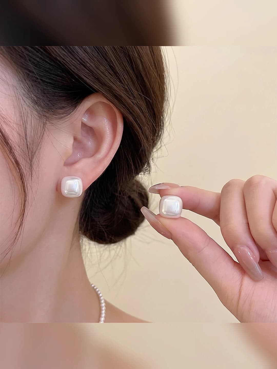 21# sugar pearl earrings [White]