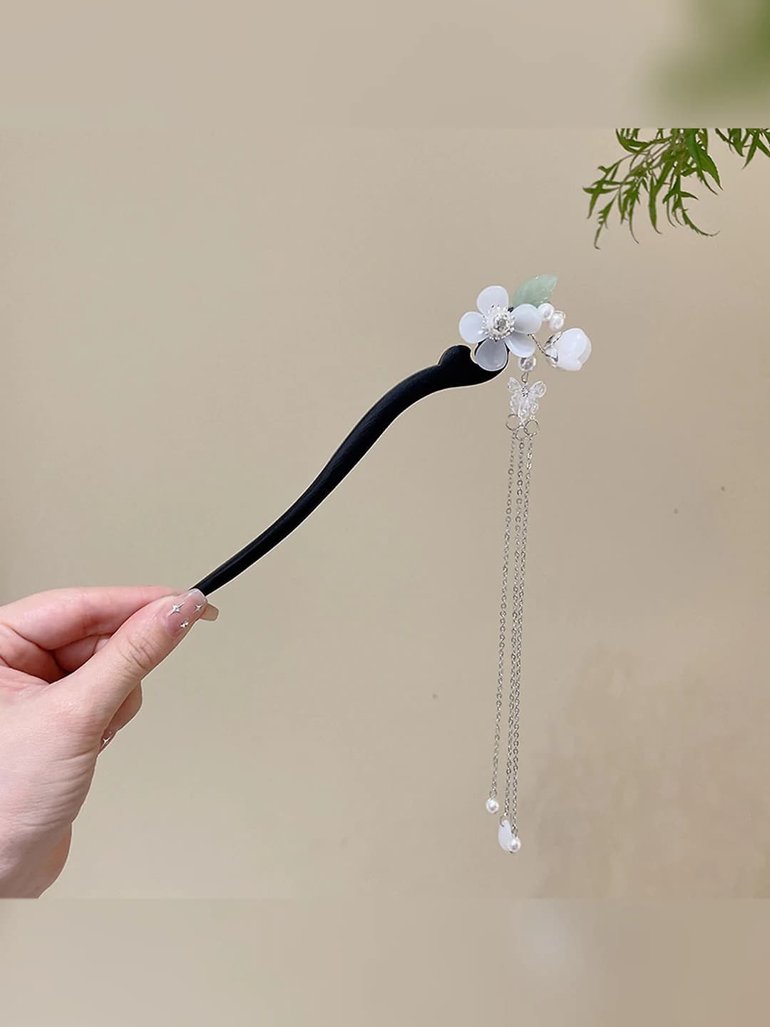 10# White flower hair pin (in bag)