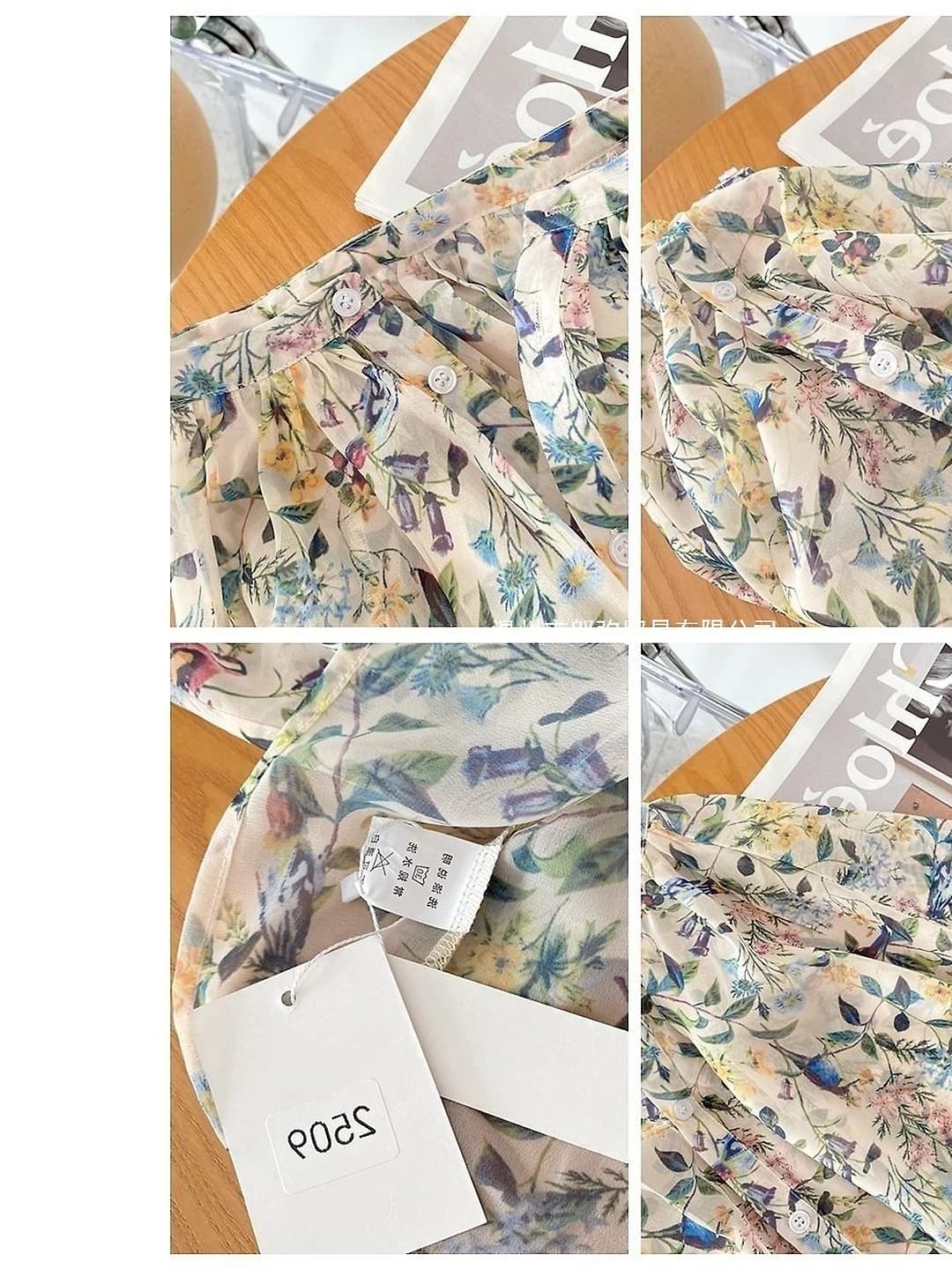 Women's 2026 floral chiffon blouse, stand collar, sleeveless, loose fit, sun-protective