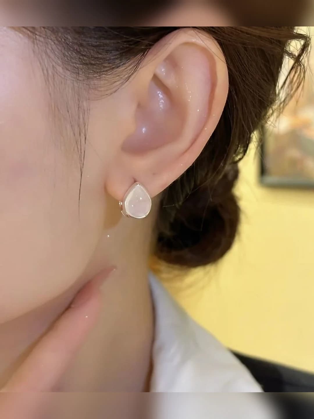 9# Silver faux cat-eye drop earrings