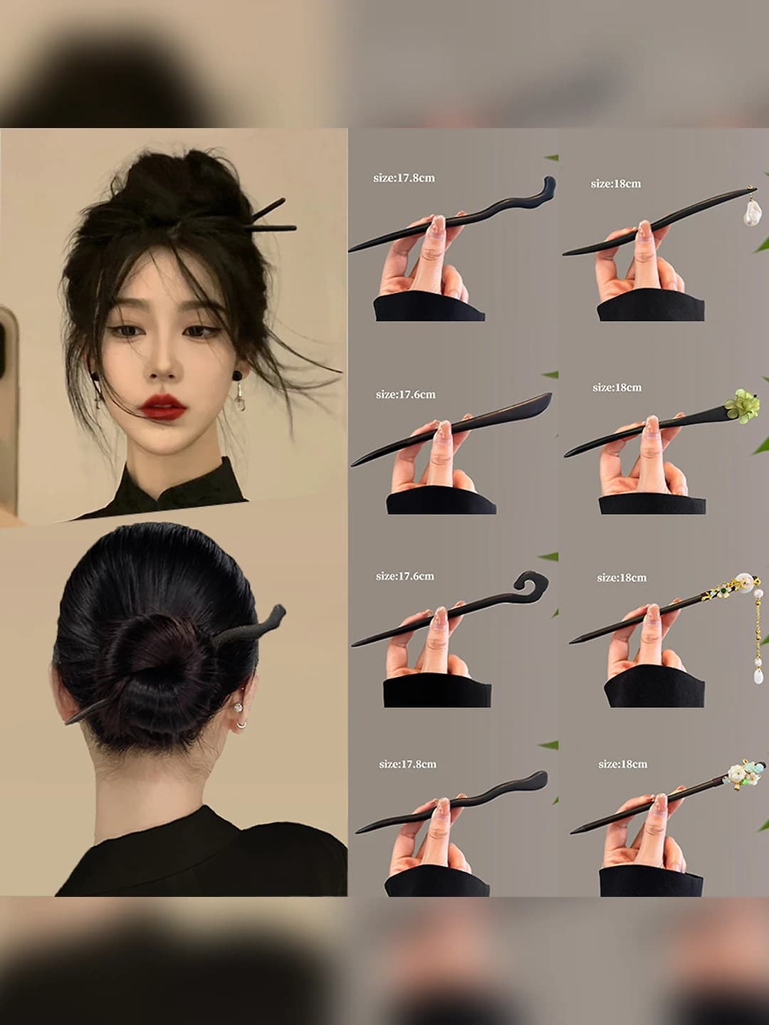 Women's hairpins and bobby pins in new Chinese style, geometric, alloy, design element Korean style