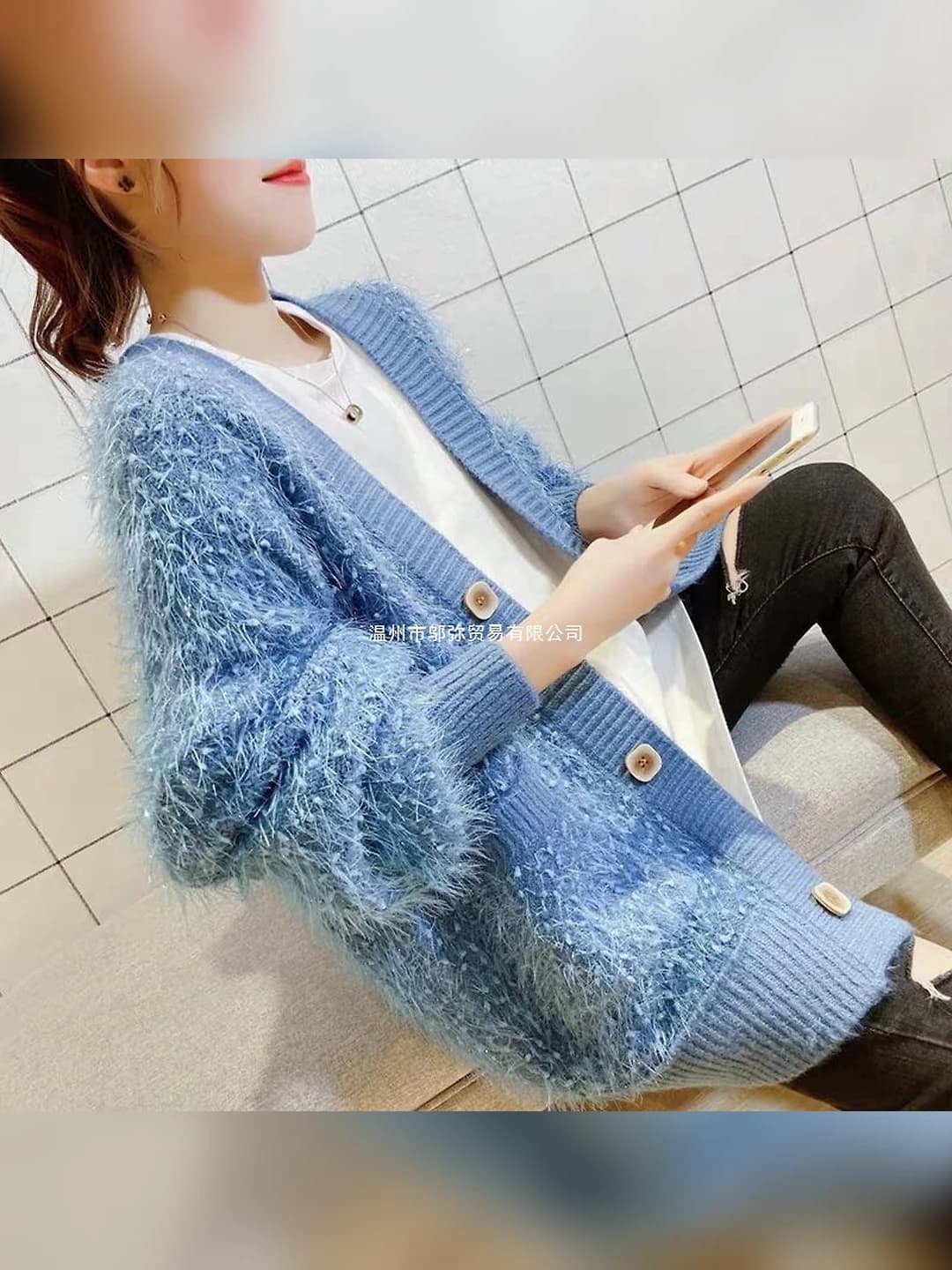 Women's mid-length knit cardigan for spring 2026, V-neck, sleeveless, thickened, solid colour, princess sleeves, lolita style