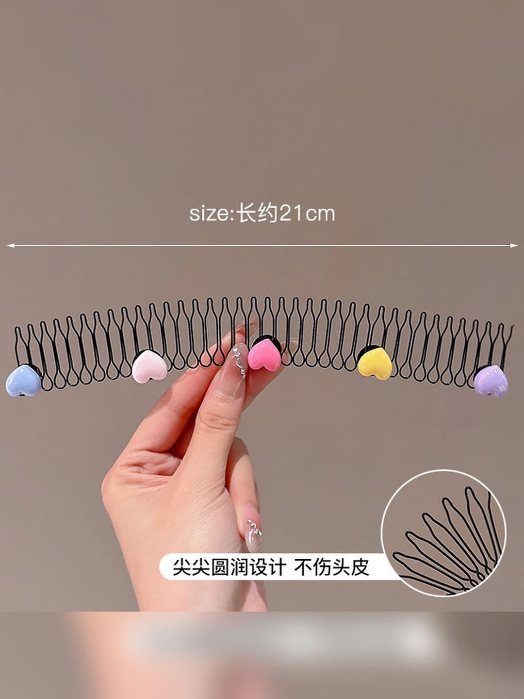 Multicolour heart hair comb, 20 cm