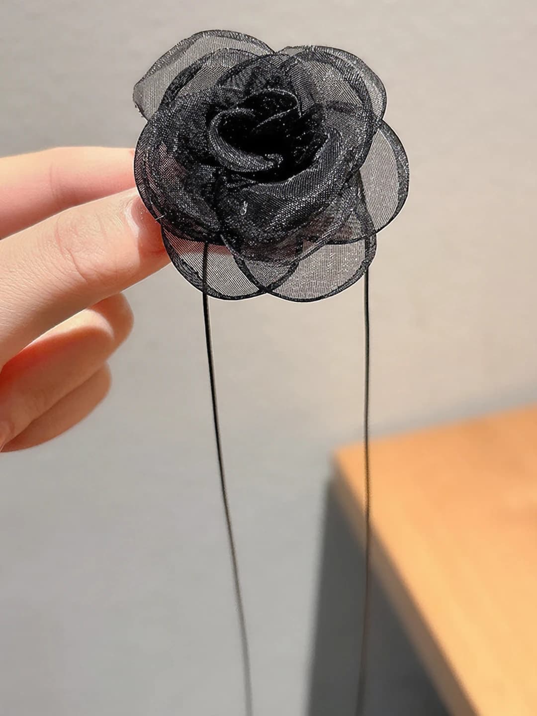 Black tulle flower