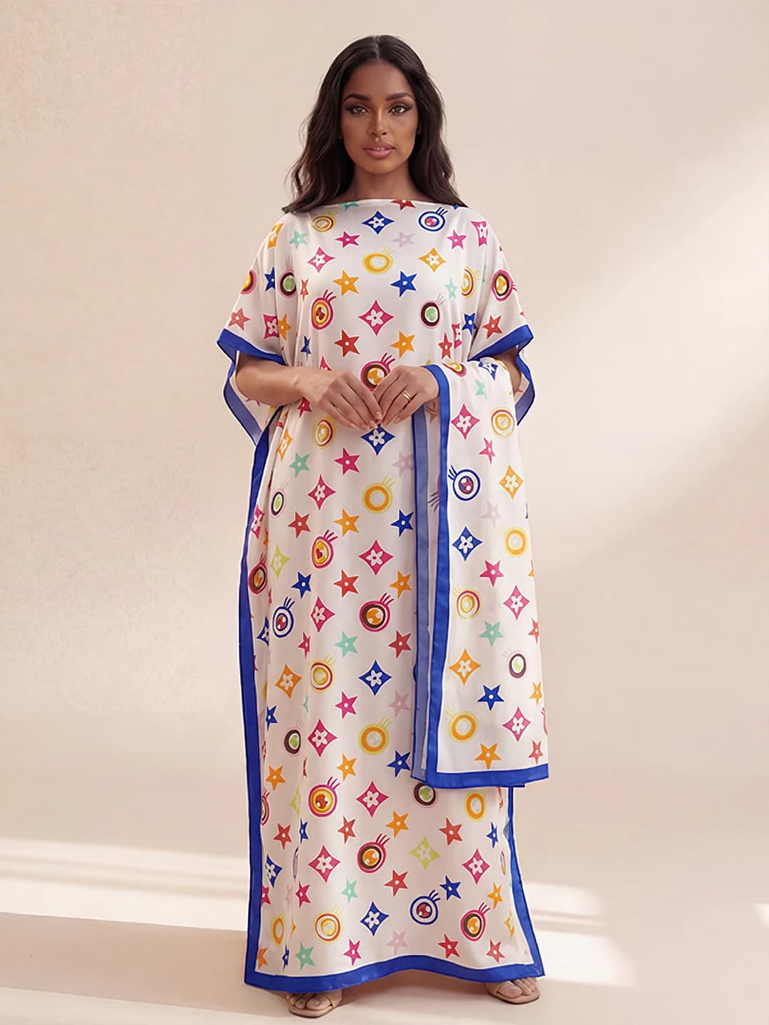 Women's 2026 spring-summer beach dresses and tunics: straight cut, long skirt, crew neck, sleeveless, loose fit, pattern, polyester fabric