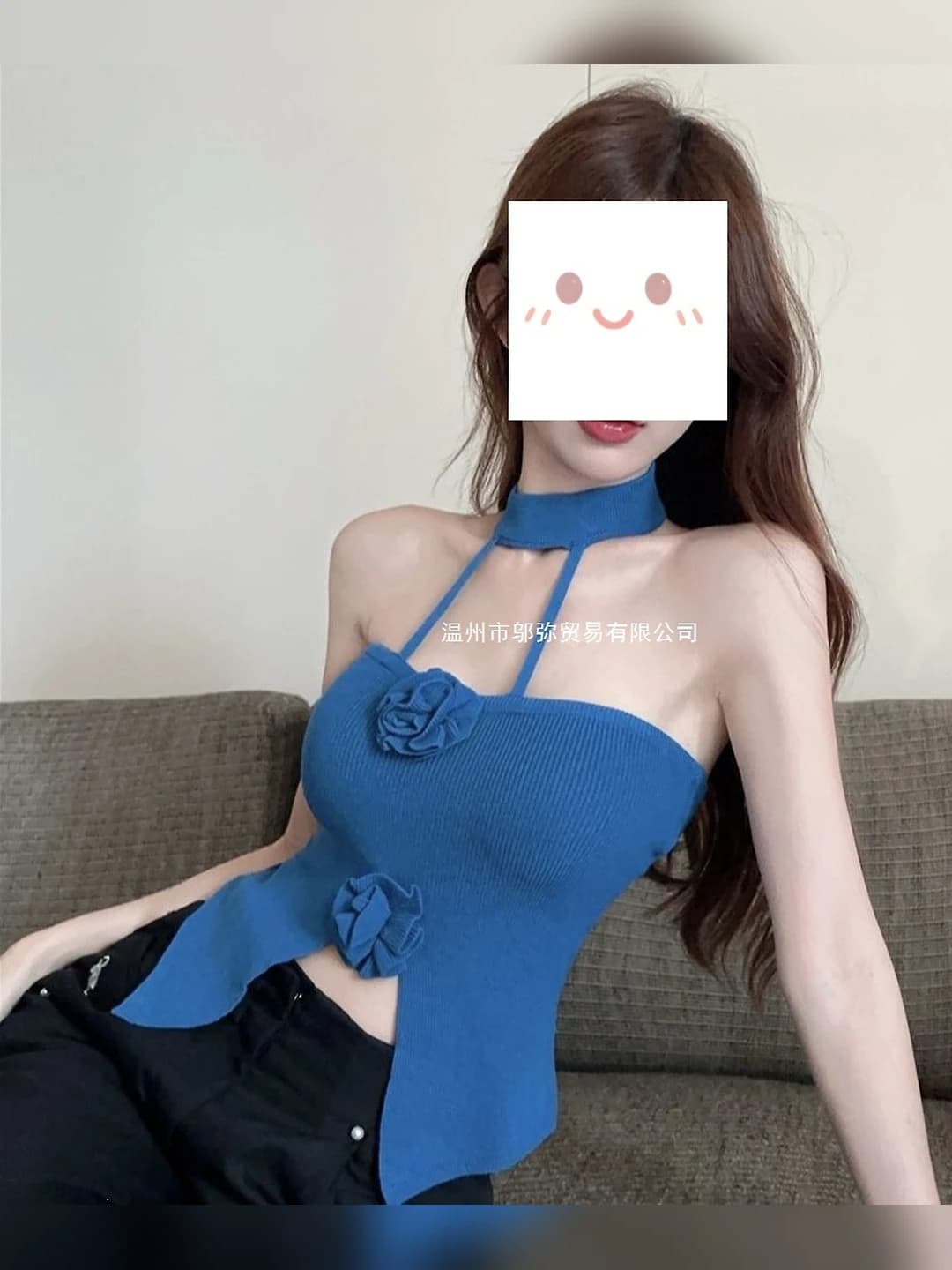 Ayollar uchun yozgi halter strap off-shoulder crop top, A-kirim, 3D naqshli, 180 g to'g'ridan-to'g'ri bosma naqshli mato