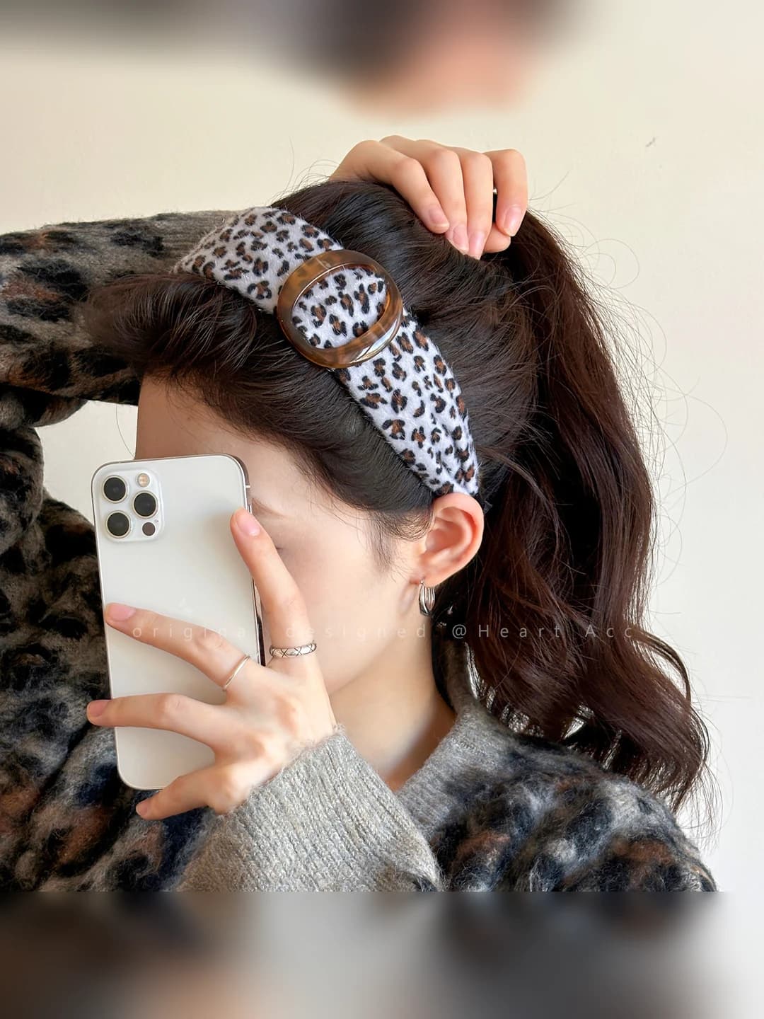 White leopard ring, wide band headband