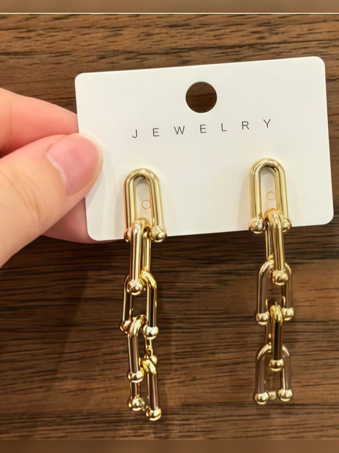 3# Gold earrings (ultra-light plastic) / chain length 6.5 cm