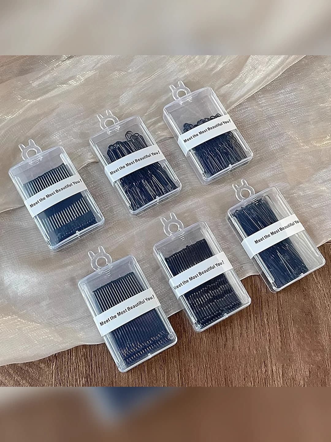 Women's black acrylic hair clips, seamless, for side strands, Korean style