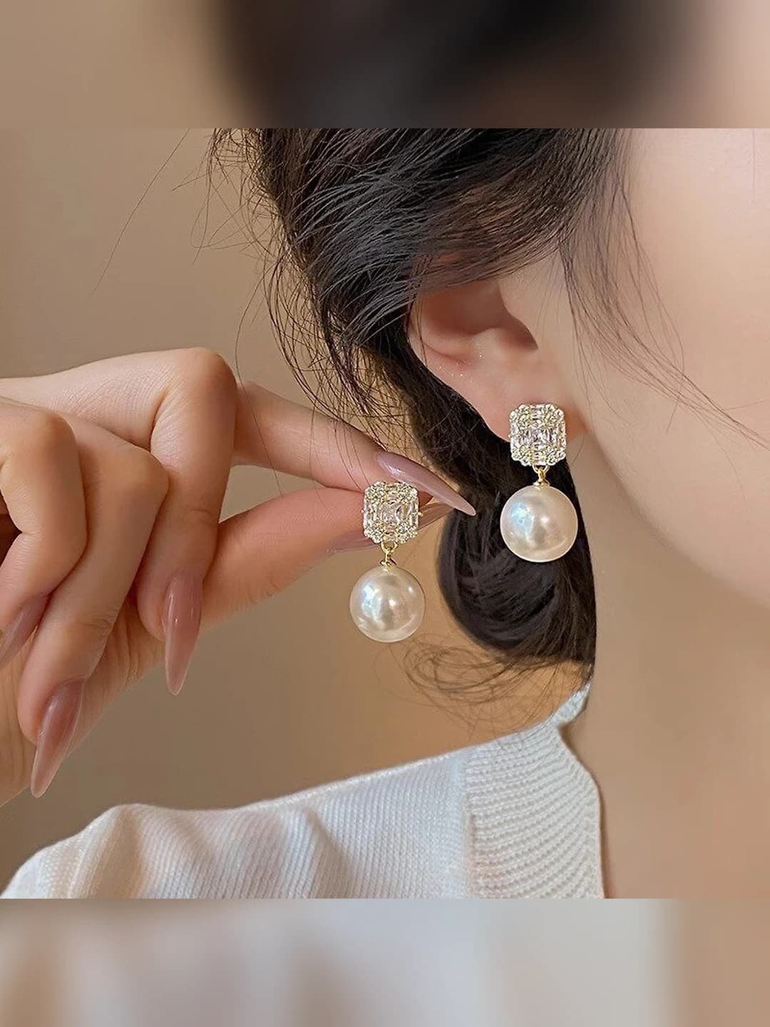 9# Unique Pearl Earrings - A1413 Gold