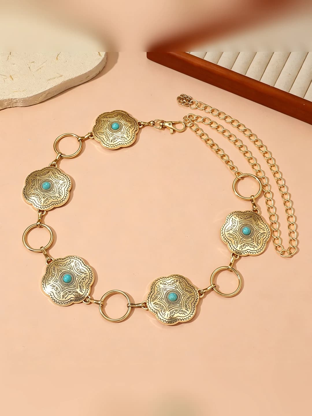 Gold ethnic waist chain