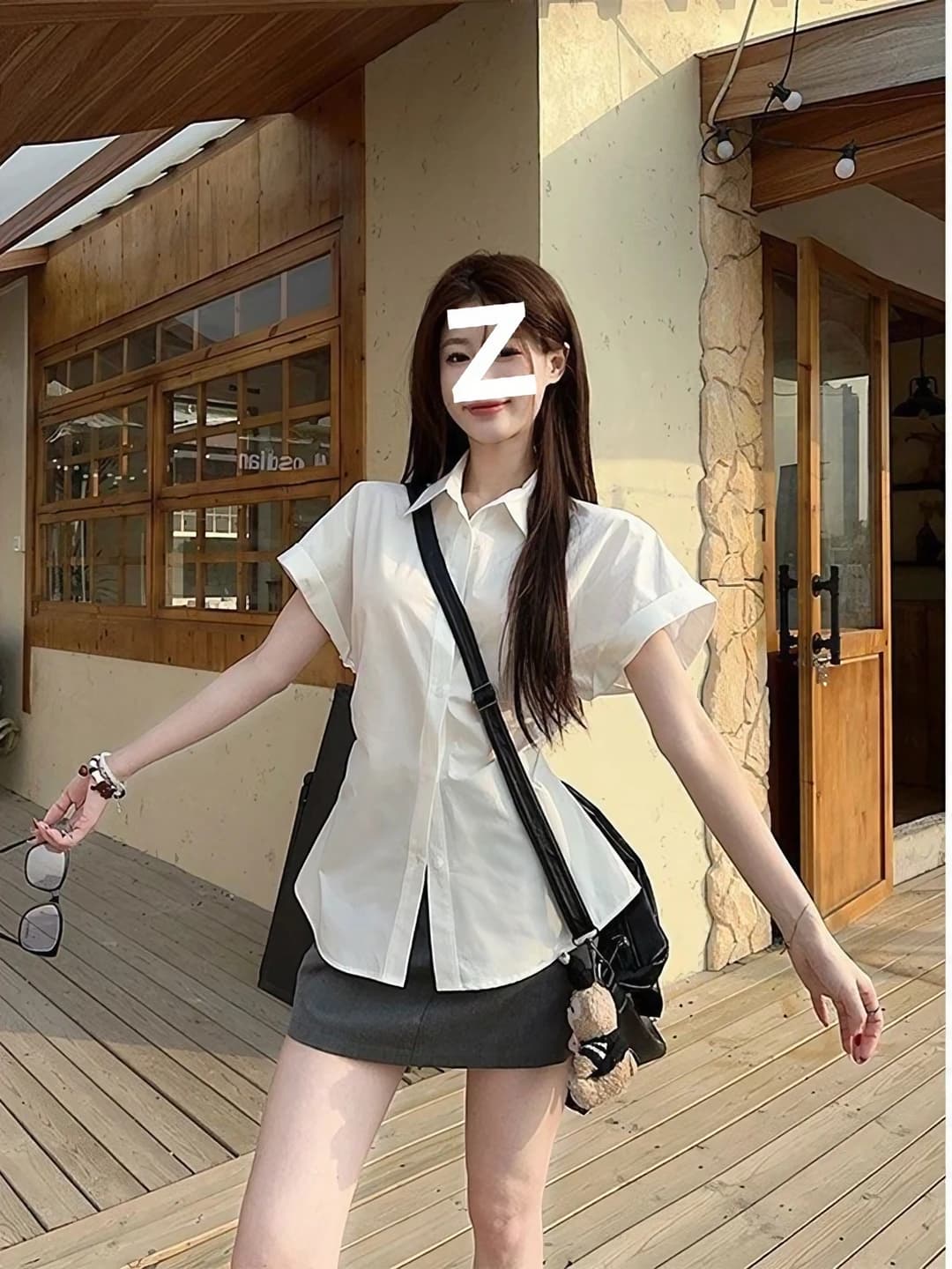 Women's summer short sleeve polo collar shirt, slim fit, slimming, solid colour, designer style