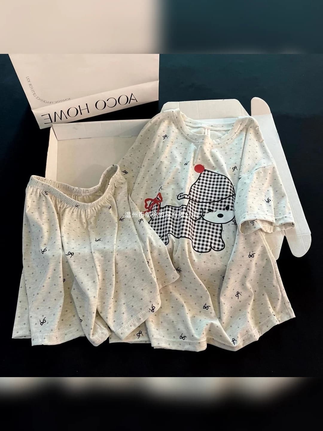 Women's summer short-sleeve ice-silk pyjamas set, plus size, checked, antibacterial