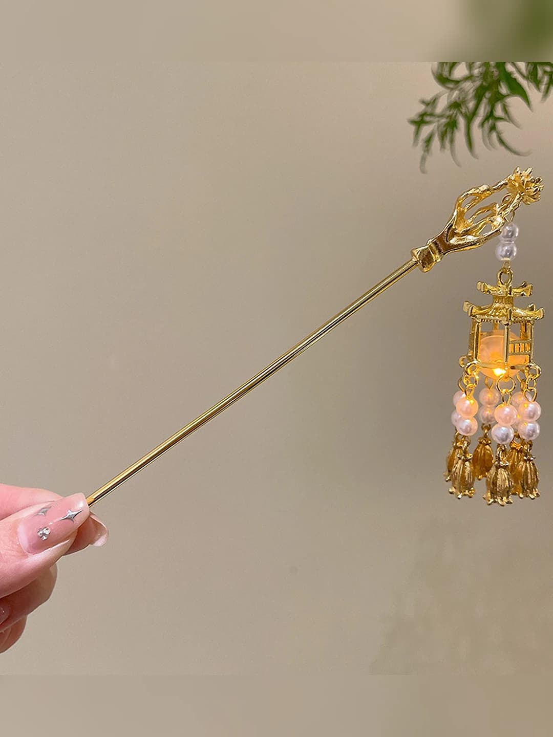 2# Lantern light-up hairpin - Gold (bagged)