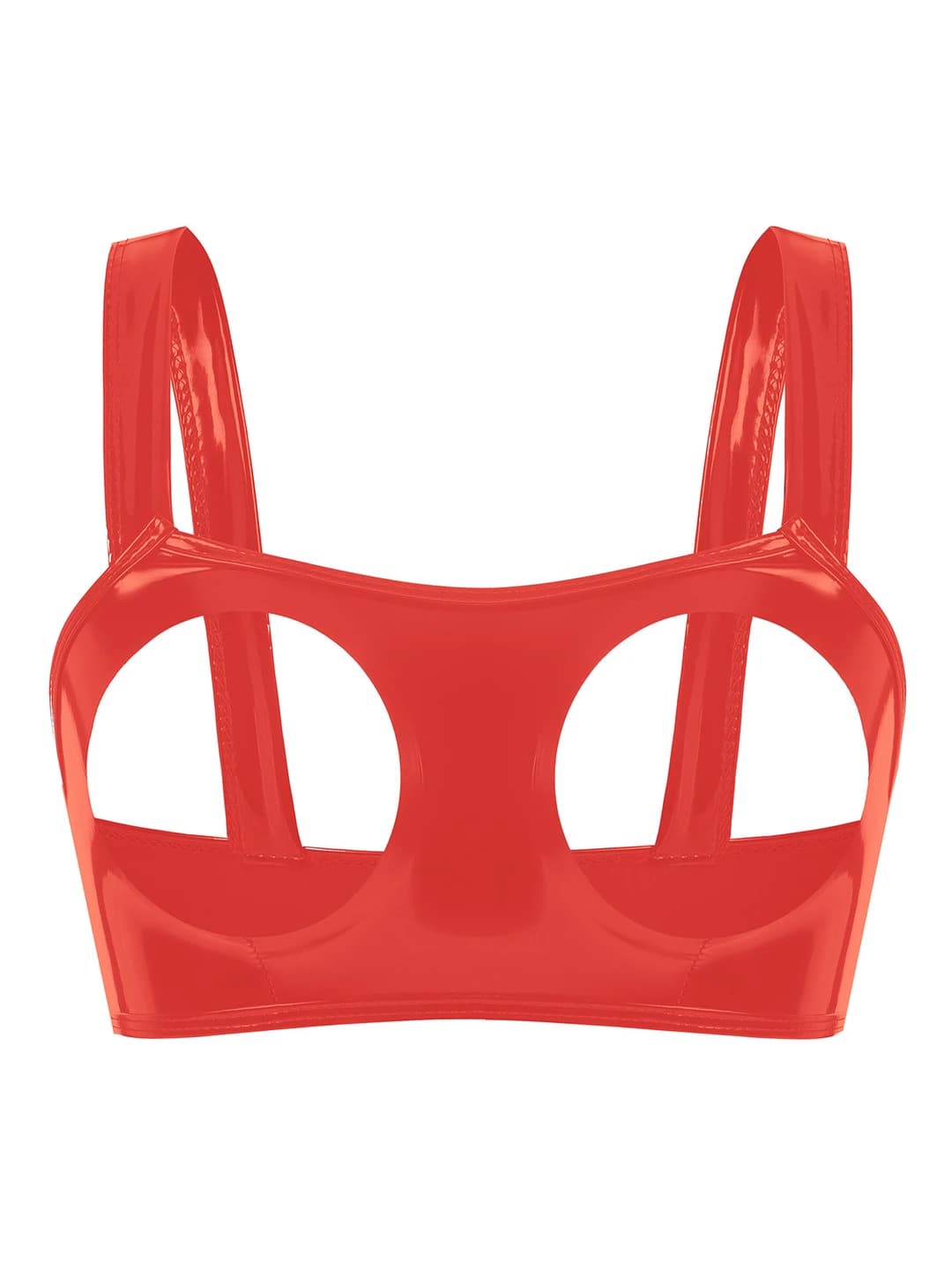 Women's plus size cutout bra in PVC patent leather