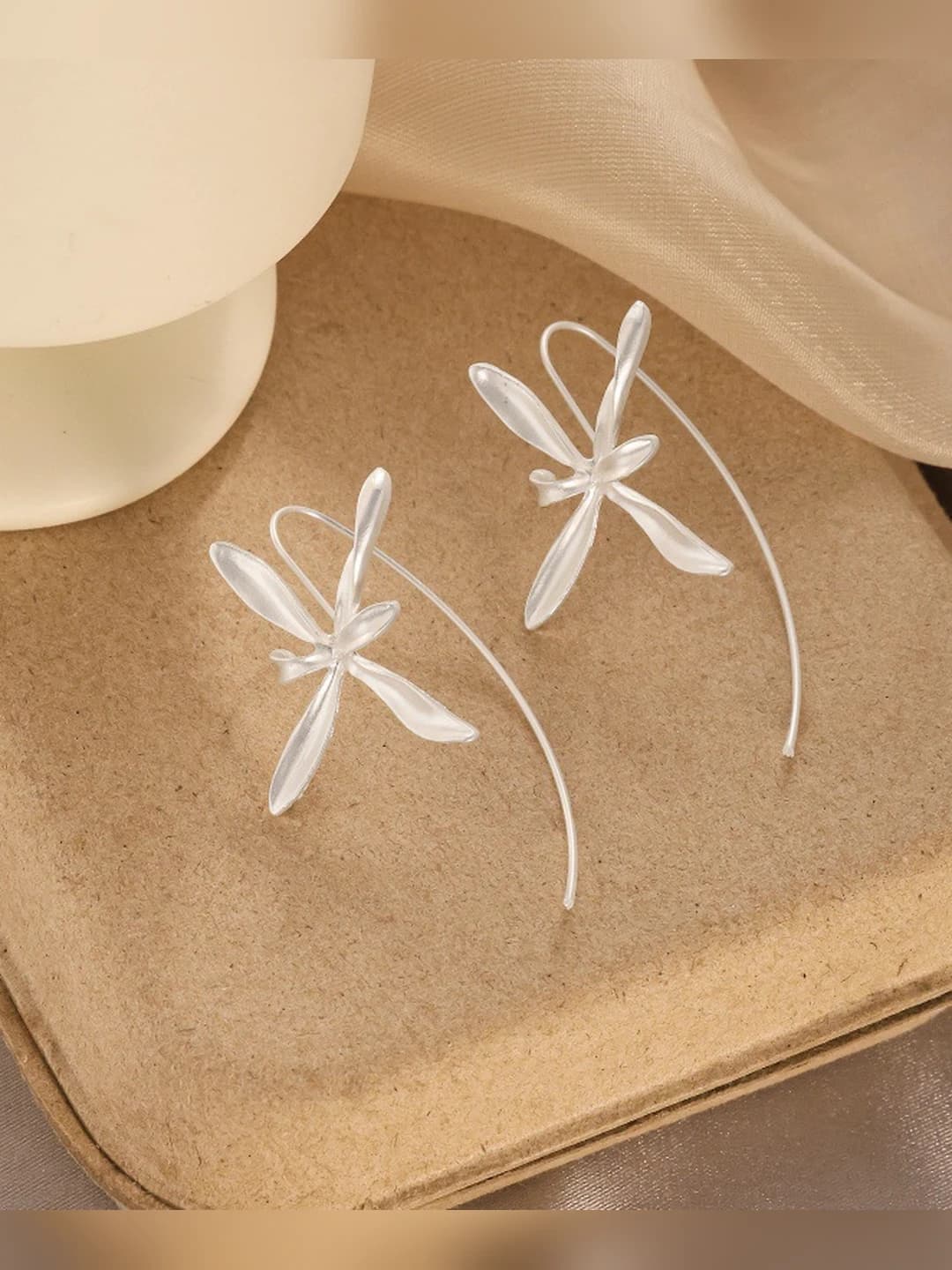 2# Retro Iris Earrings - Silver