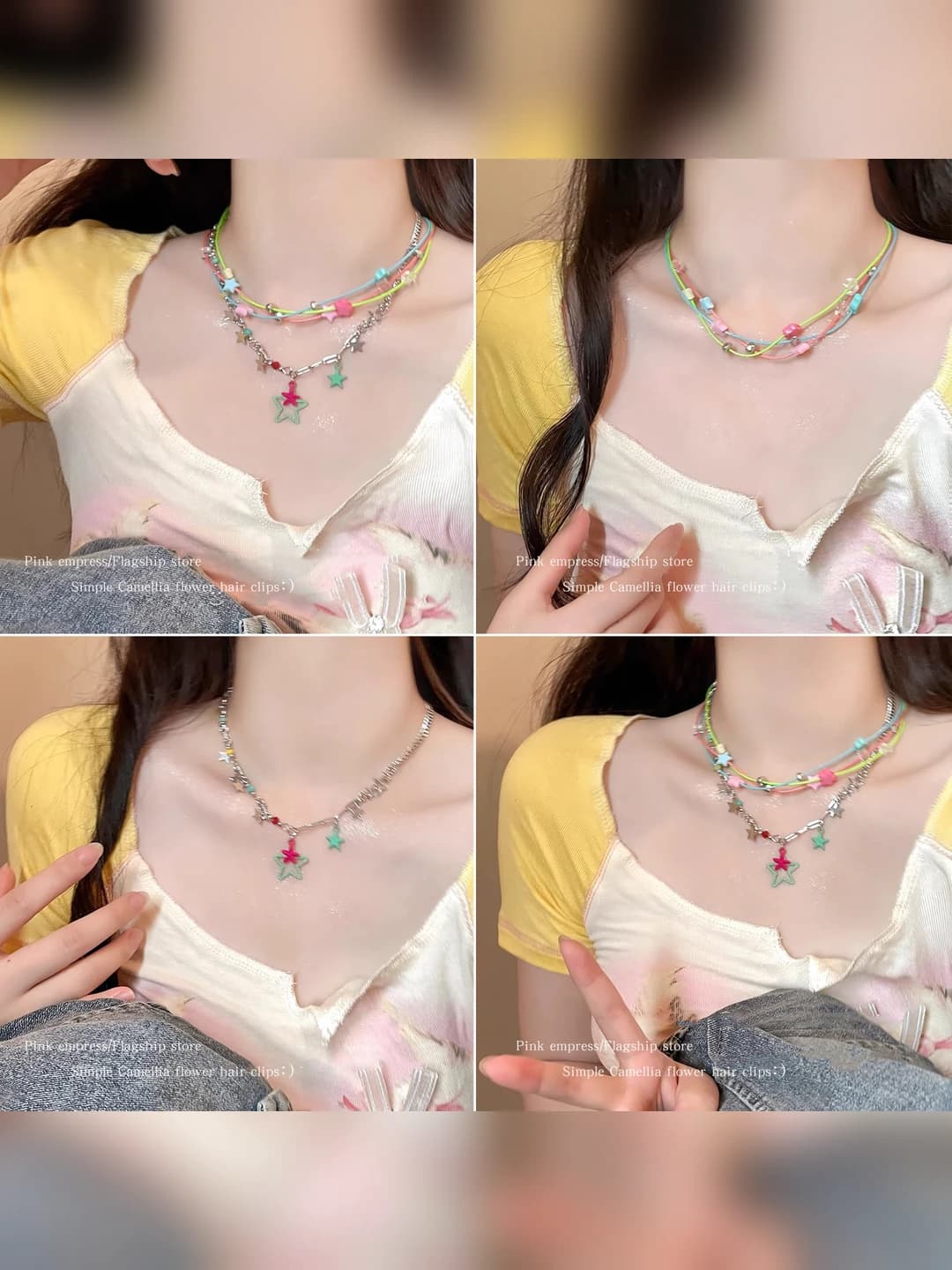 Women's summer beaded star necklace in Korean style
