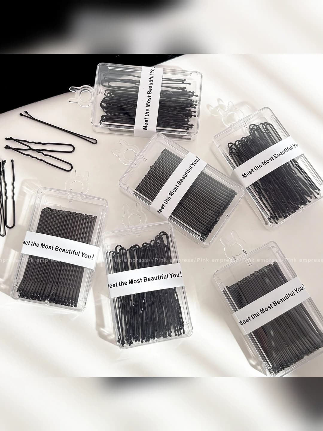Women's black seamless U-shaped hairpins and bobby pins for bun fixing and hidden hair strands