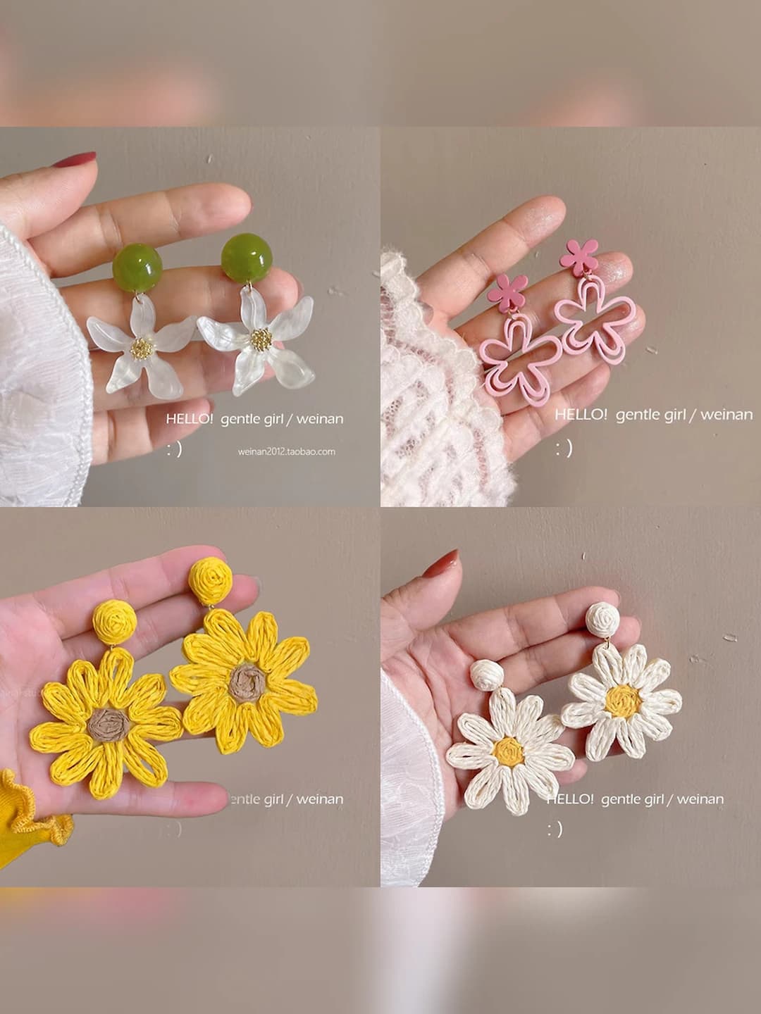 Women's retro style geometric flower earrings for summer
