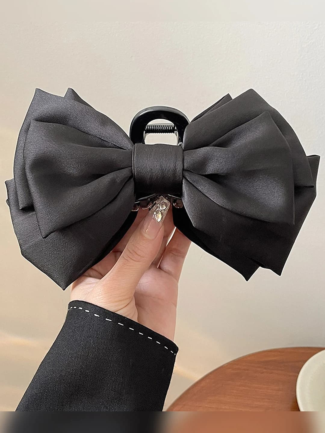 1# Black triple-layer bow 13 cm