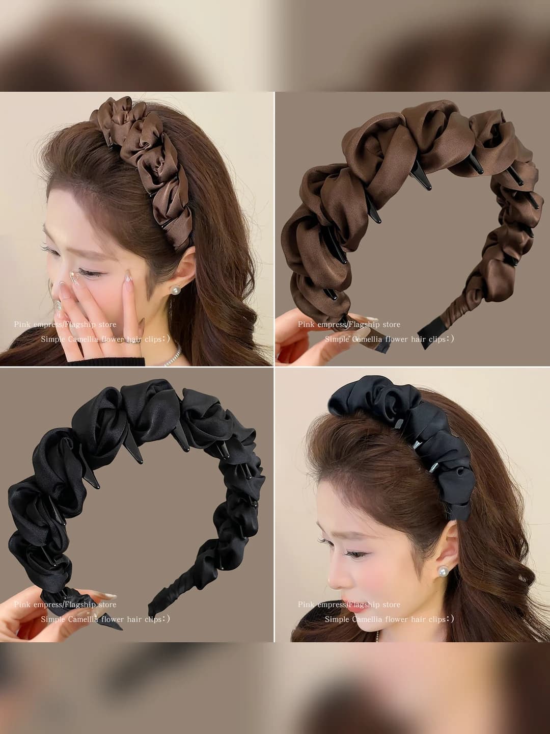 Women's fabric ruffle headband in Korean style, high crown, oval shape, face-slimming, 2026