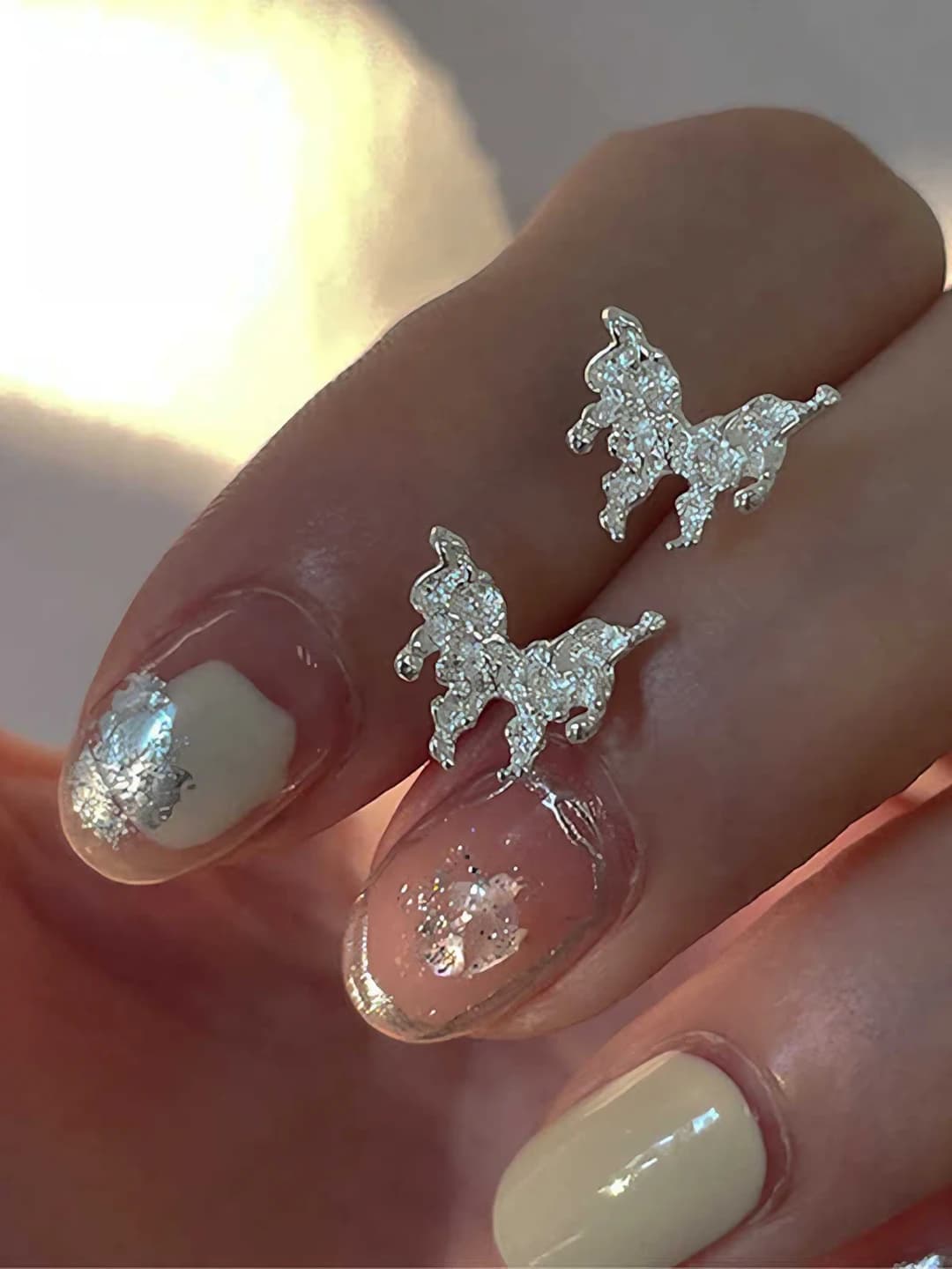 1# Silver butterfly stud earrings