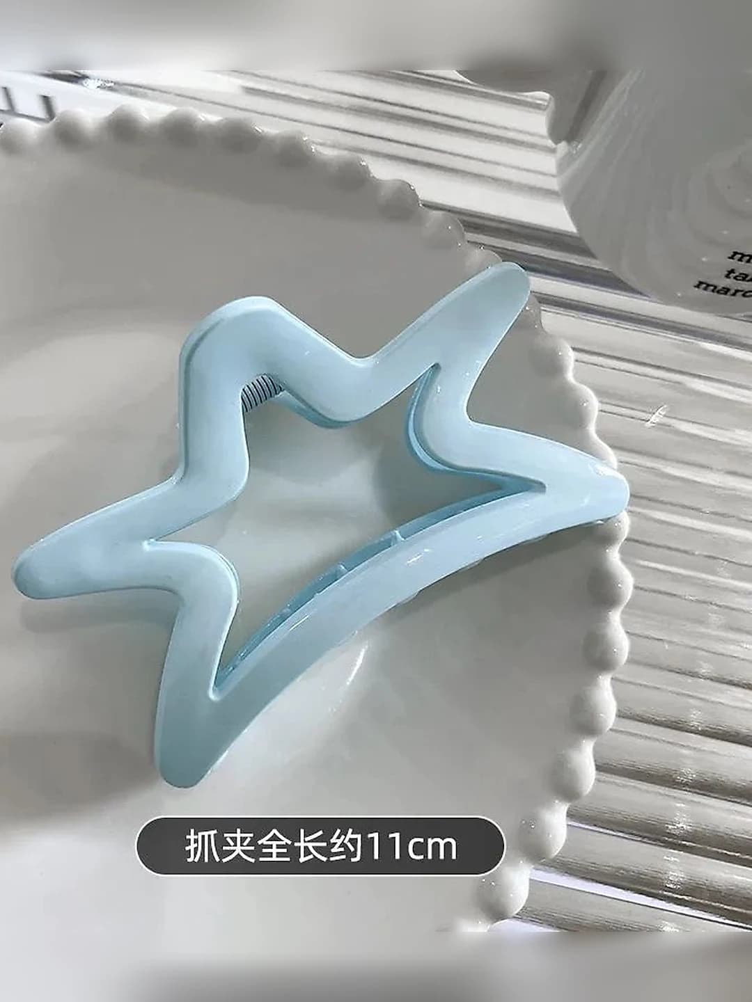 4# Bright blue star clip, 10 cm