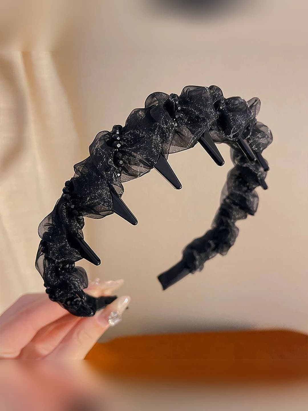 Beaded mesh headband