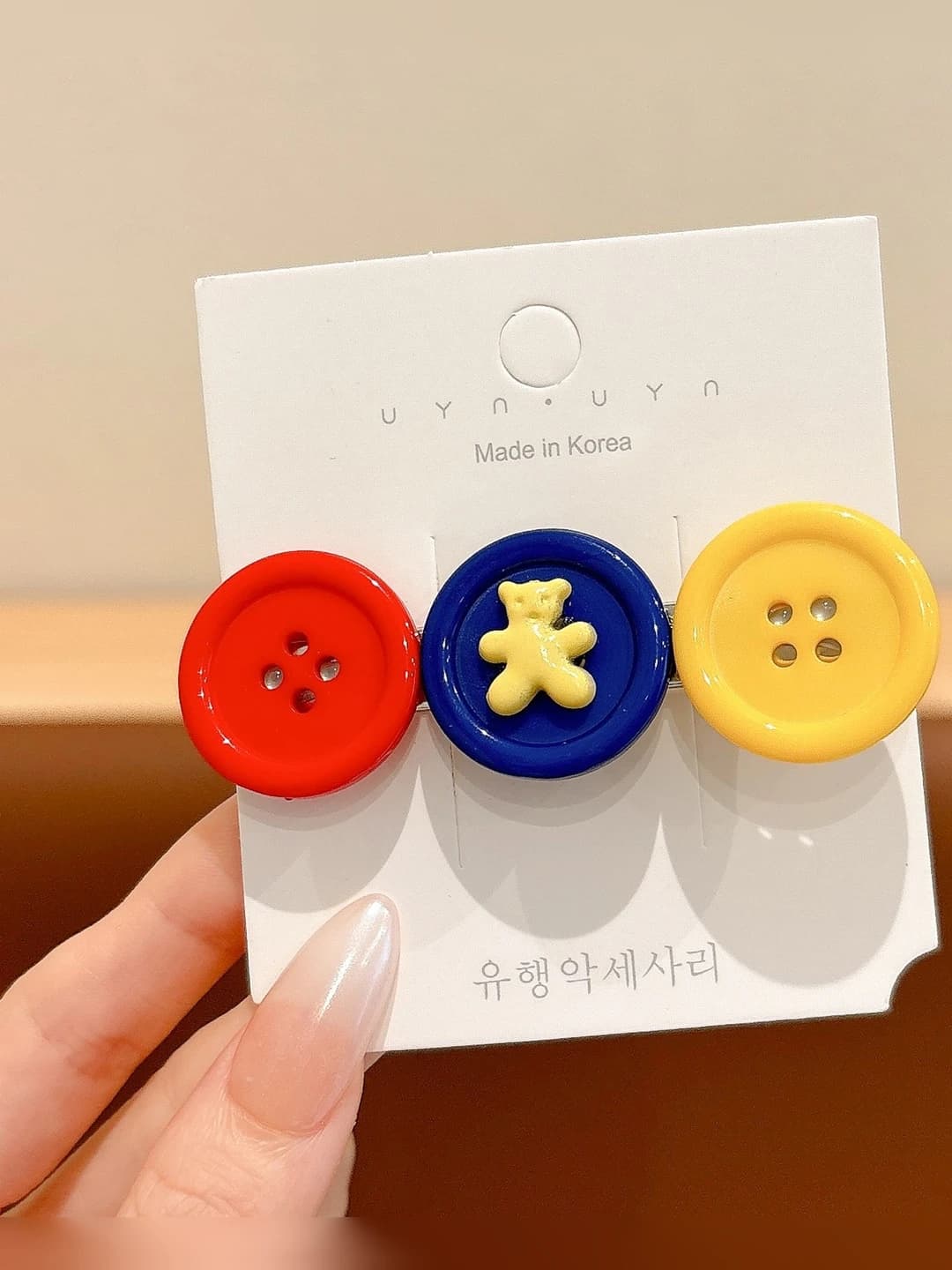 Button bear clip, 7.5 cm