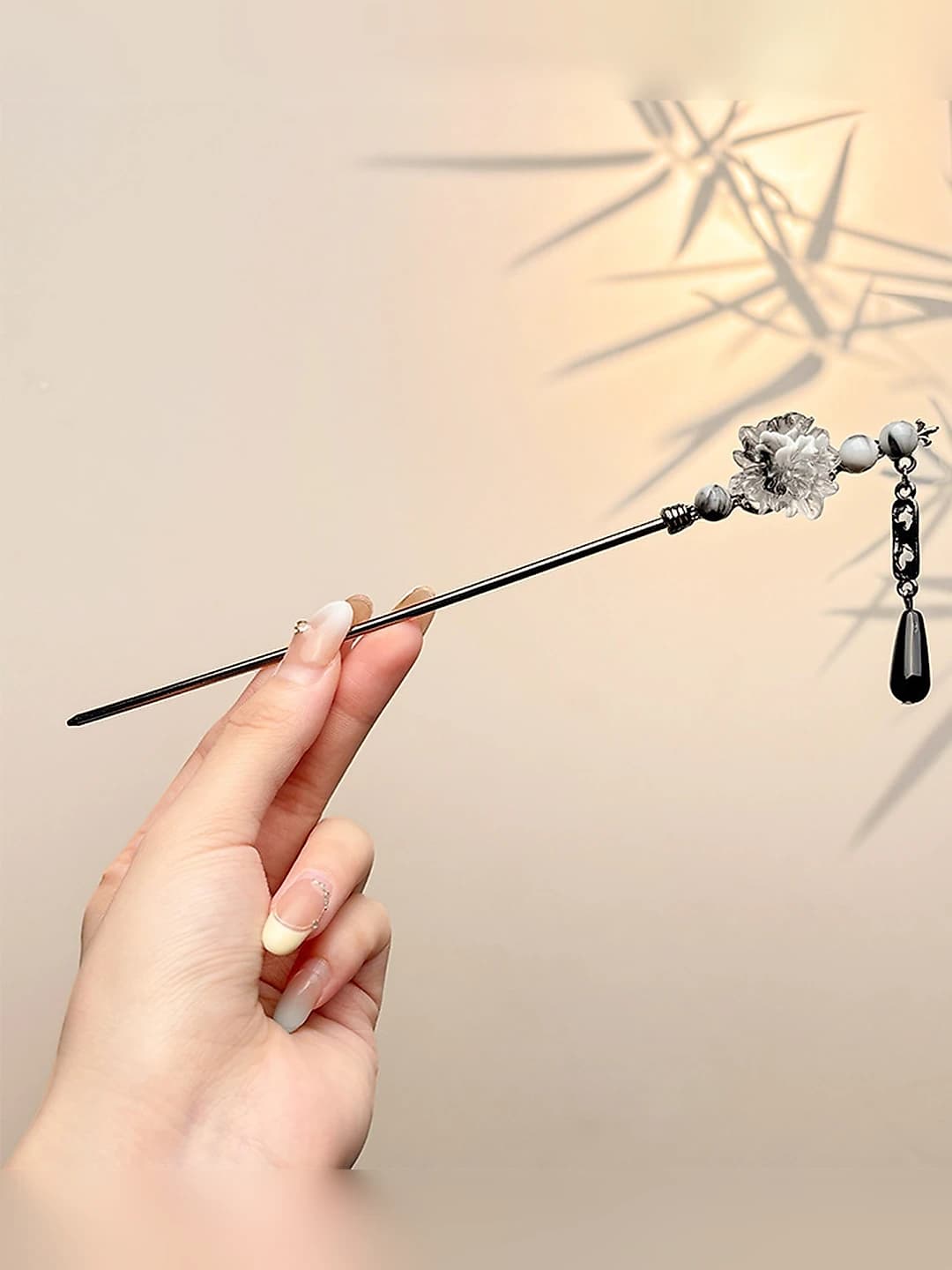 4# Ink wash flowers hairpin, 19 cm