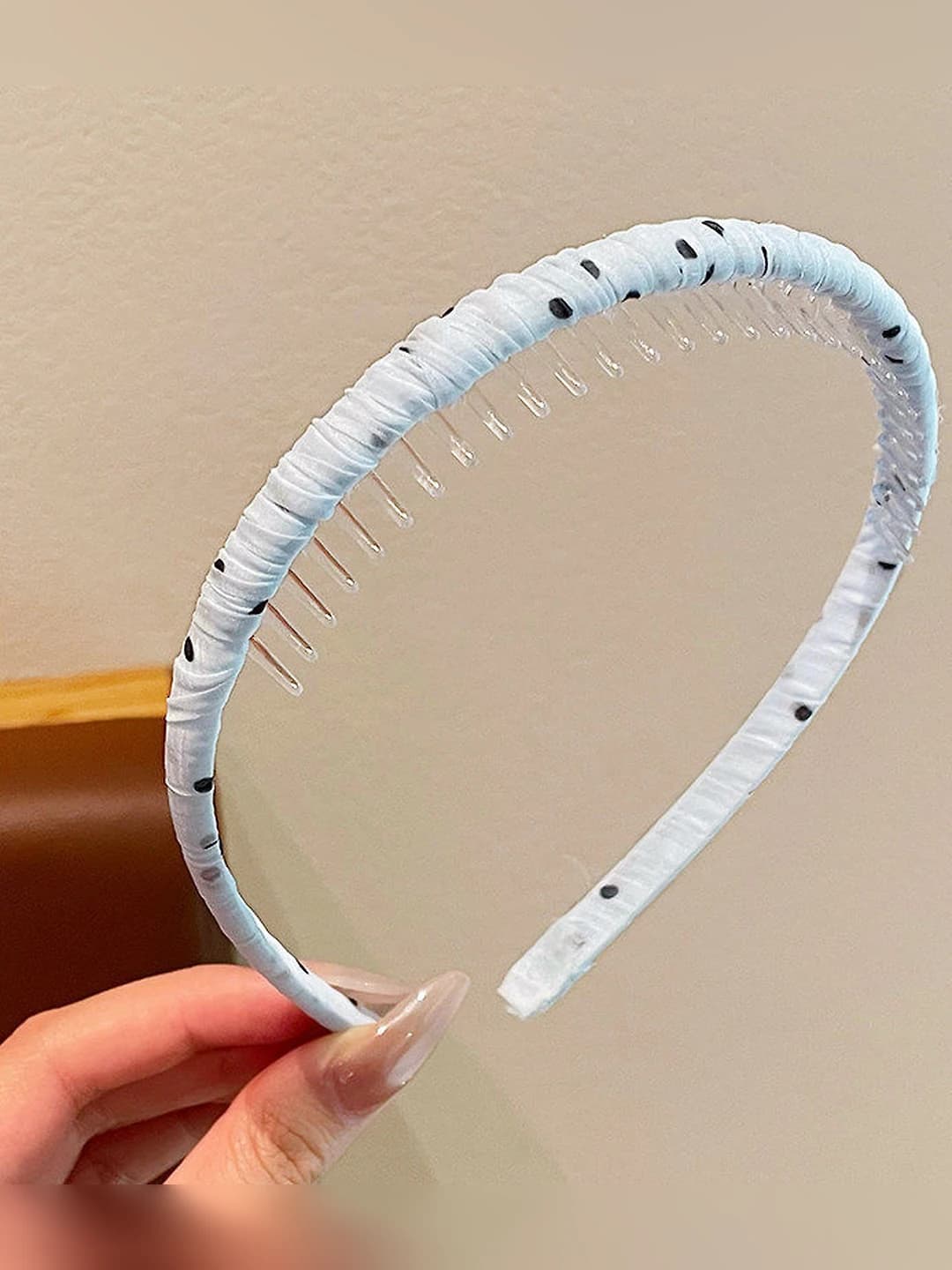 3# Blue polka dot headband