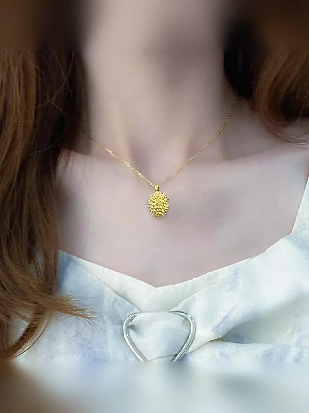 Gold durian necklace #XL76