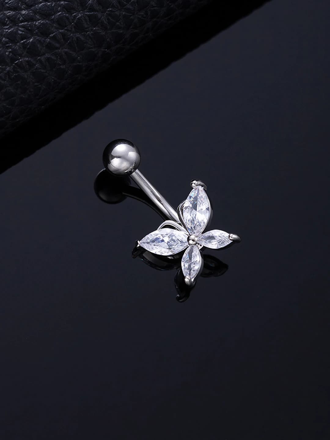 4 zircon butterfly silver