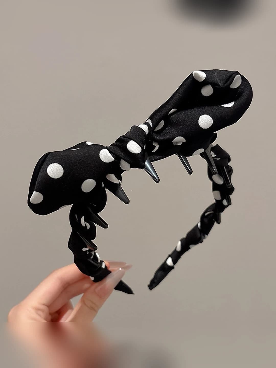 Black polka dot headband