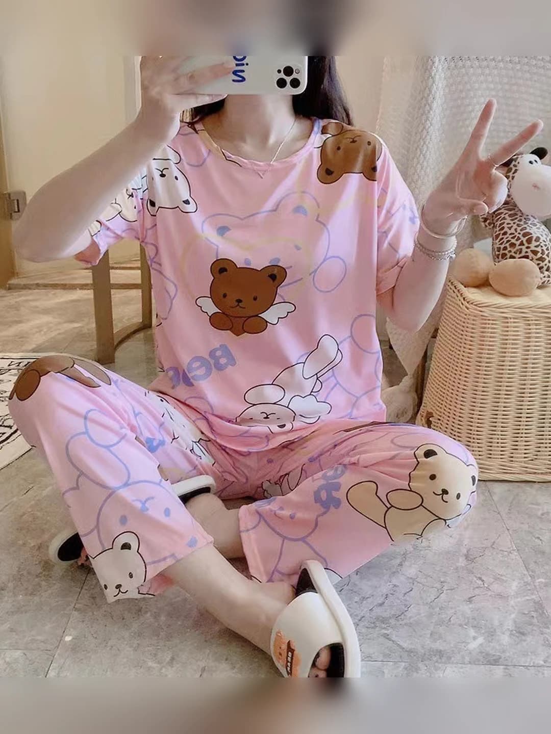 Короткие-Длинные-Розовый летящий медведь
