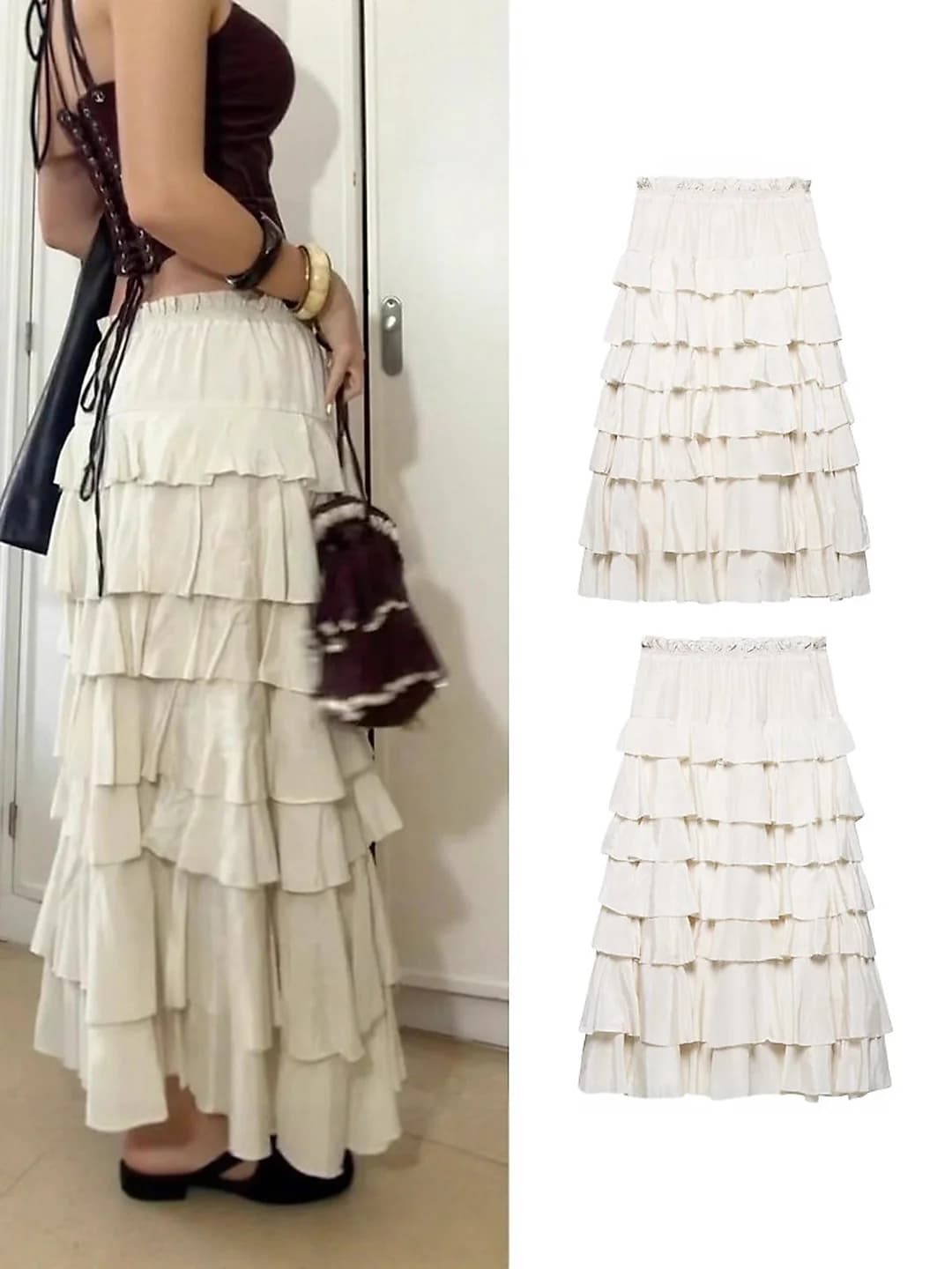 Women's 2026 summer Euro-American style slimming long skirt, solid colour, polyester, casual
