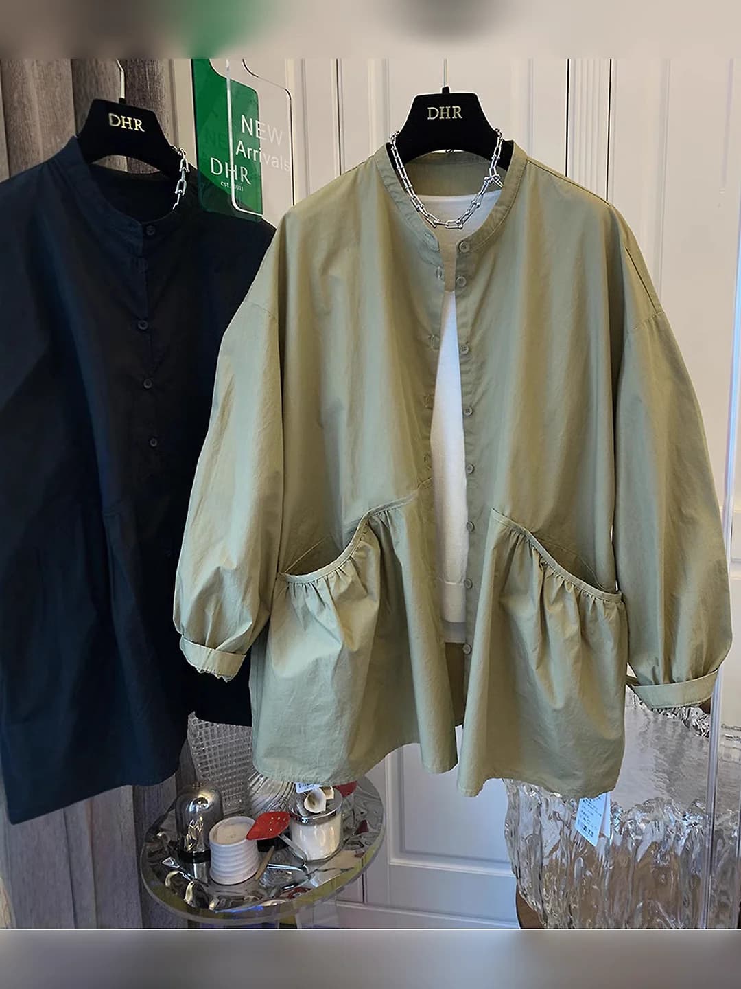 Ayollar uchun uzun yengli paxta ko'ylak-shirt, bo'sh (oversize) kesim, dumaloq yoqa, 2026 kuzgi