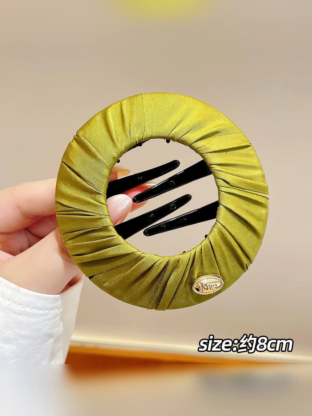 Mustard yellow, diameter ~8 cm