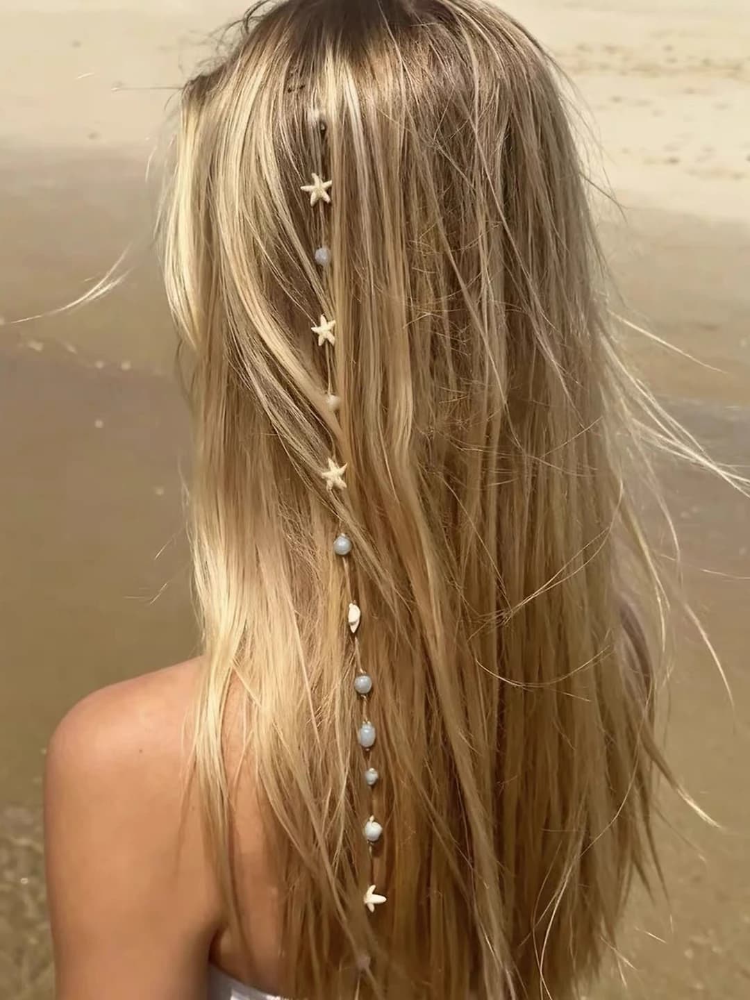 Women's starfish shell chain hair clip: handmade, vacation style hair accessory