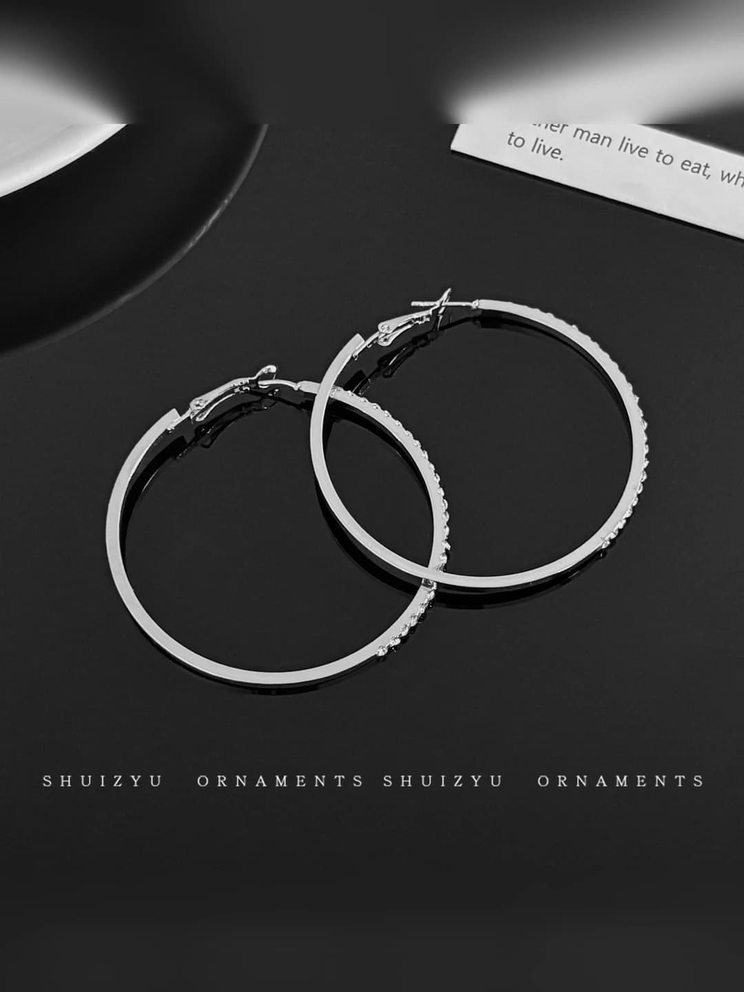 Silver diamond hoop