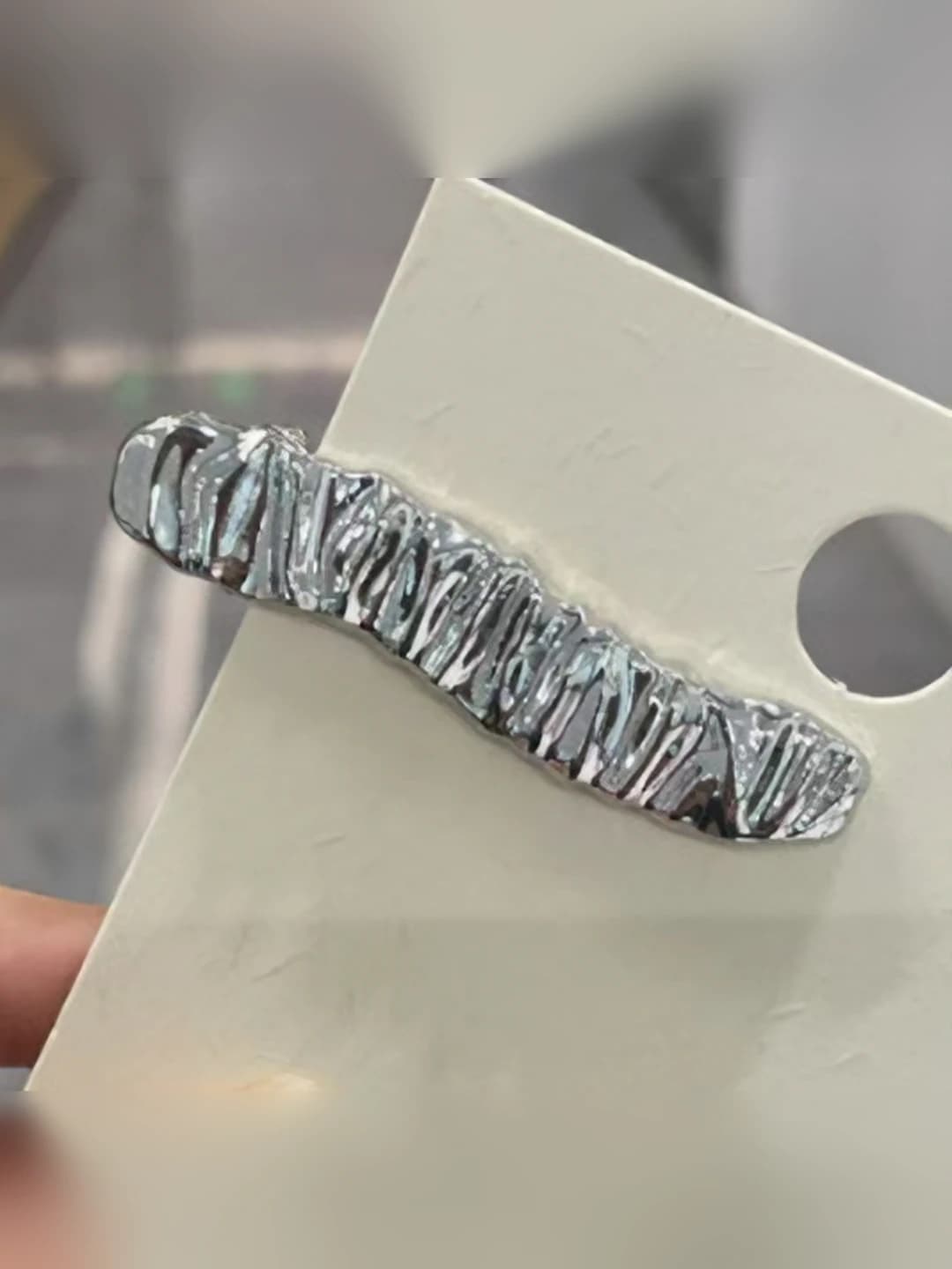 6# Shiny silver clip - Wave, alloy